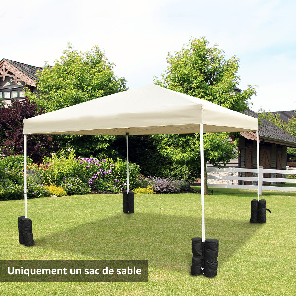 Lot 4 sacs de lestage de fixation pour tonnelle parasol pavillon, poids de lestage de pavillon, volume max. 15 kg, noir-9