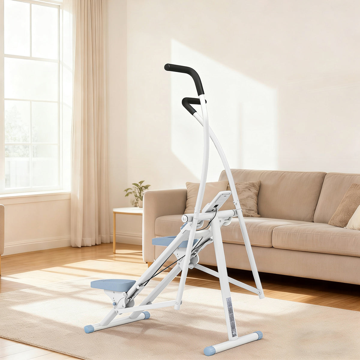Stepper d'Escalier Pliable, Hauteur Réglable, Écran LCD, Pédales Réglables, Charge 100 kg, 85 x 80 x 142 cm, Blanc-1