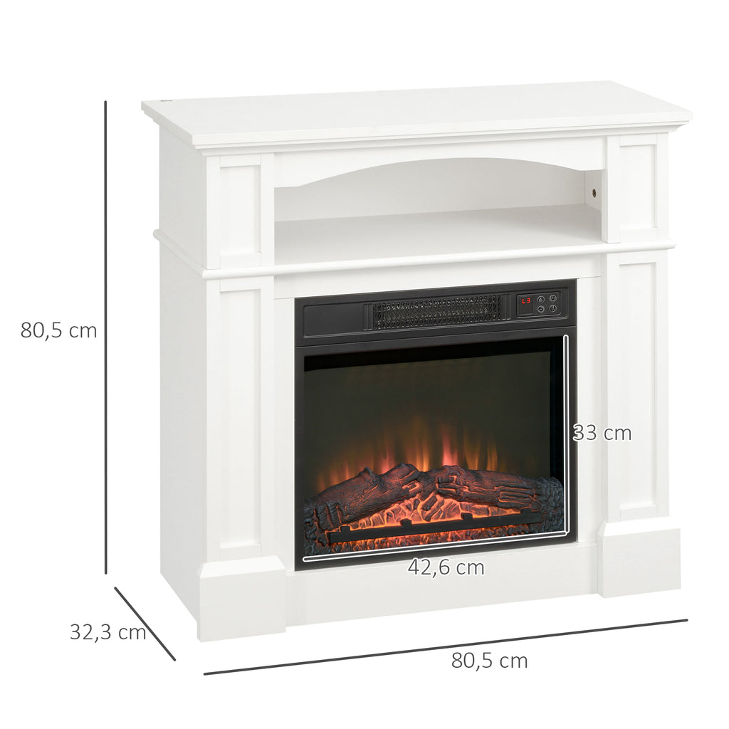 Cheminée électrique effet flammes LED luminosité réglable avec télécommande - 1800 W - 80,5 x 32,3 x 80,5 cm blanc-2