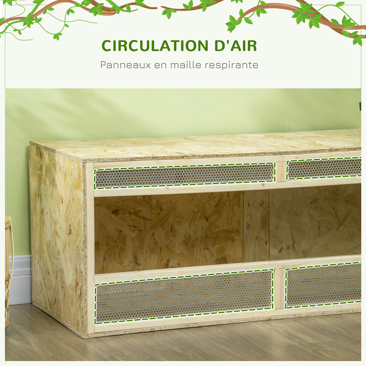 Terrarium en bois OSB pour reptiles avec porte coulissante en verre - 120 x 50 x 50 cm naturel-6