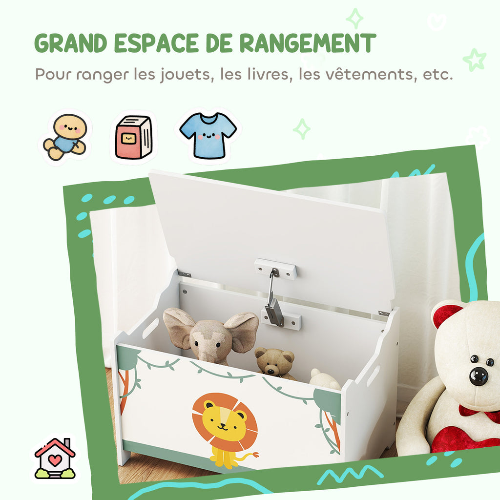 Coffre à jouets avec couvercle, coffre de rangement enfant avec charnières de sécurité, 60 x 37 x 39 cm, vert-3