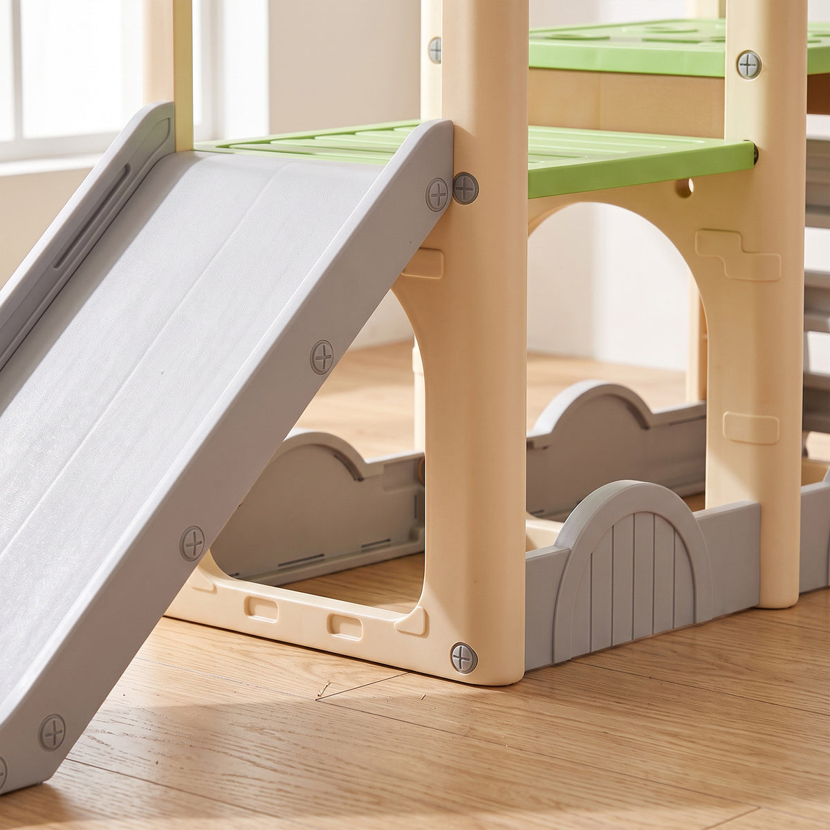 Toboggan pour Enfant 5 en 1 avec Mur d'Escalade, Espace de Rangement et Doubles Plateformes, 3 à 6 Ans, Multicolore-9