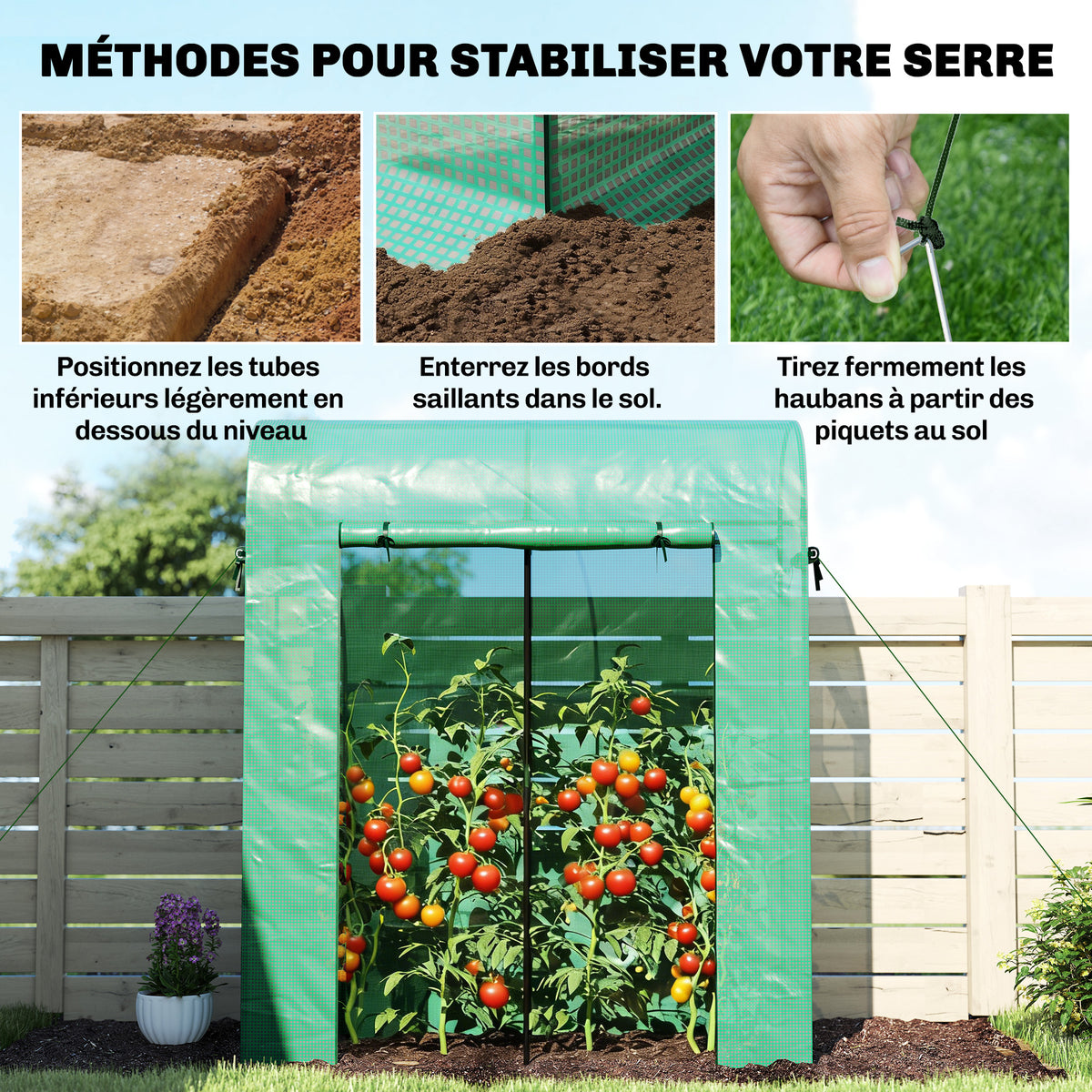 Serre de Jardin, Petite Serre de Balcon en Bâche PE et Châssis Acier, Porte Roulante et Fenêtres 170 x 68 x 200 cm, Vert-7