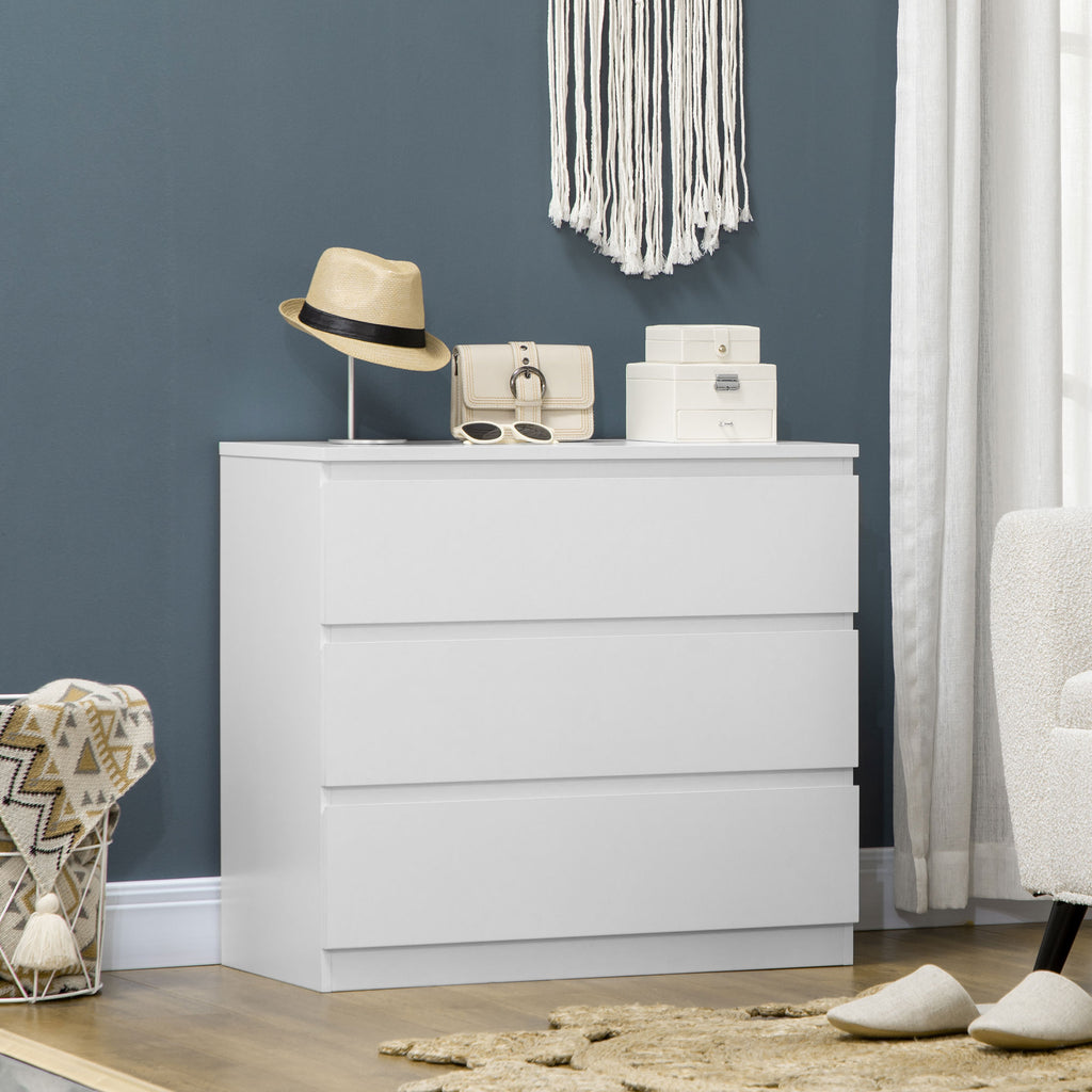 Commode 3 tiroirs, Meuble de rangement épuré pour chambre, intérieur, 80l x 39P x 73H cm-9