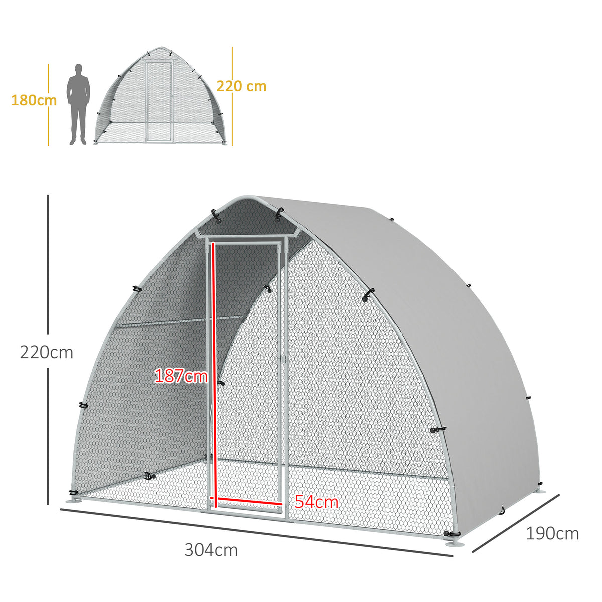 Grand enclos poulailler chenil volière extérieure 5,75m² toit anti-UV toit anti-UV, acier galvanisé, porte verouillable-2