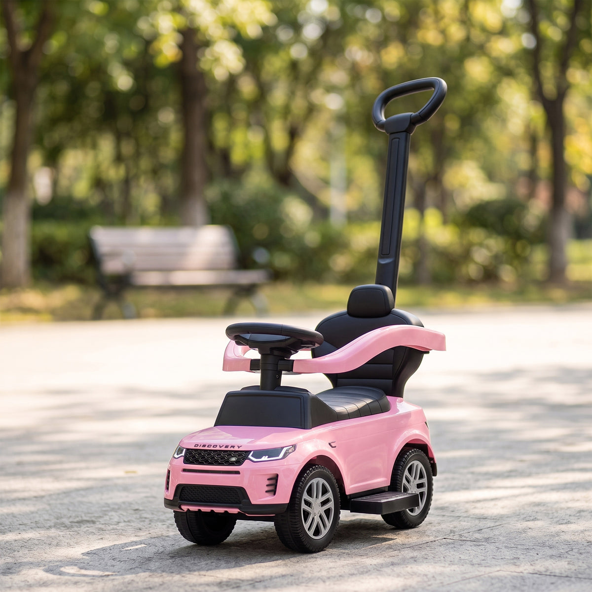 Porteur enfants Land Rover Discovery sous licence, porteur voiture à pousser avec poignée amovible, 84x40x94,5cm, rose-1
