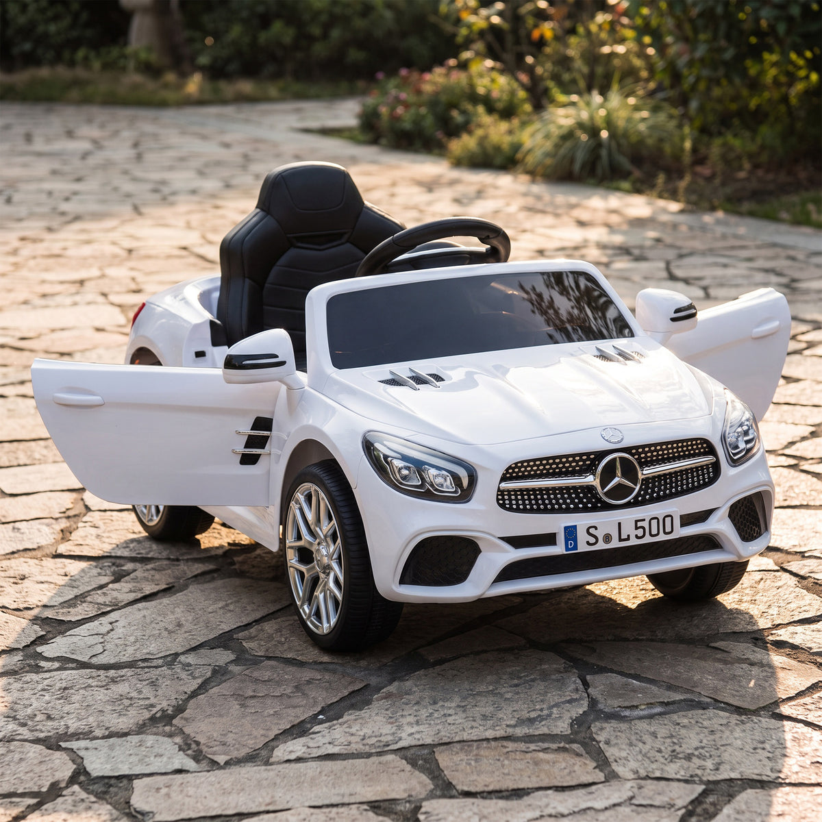 Voiture Électrique Enfants 12V Mercedes-Benz SL500, 3-5 km/h, 2 Moteurs, Télécommande 2,4G, pour 3-5 Ans, Blanc-9
