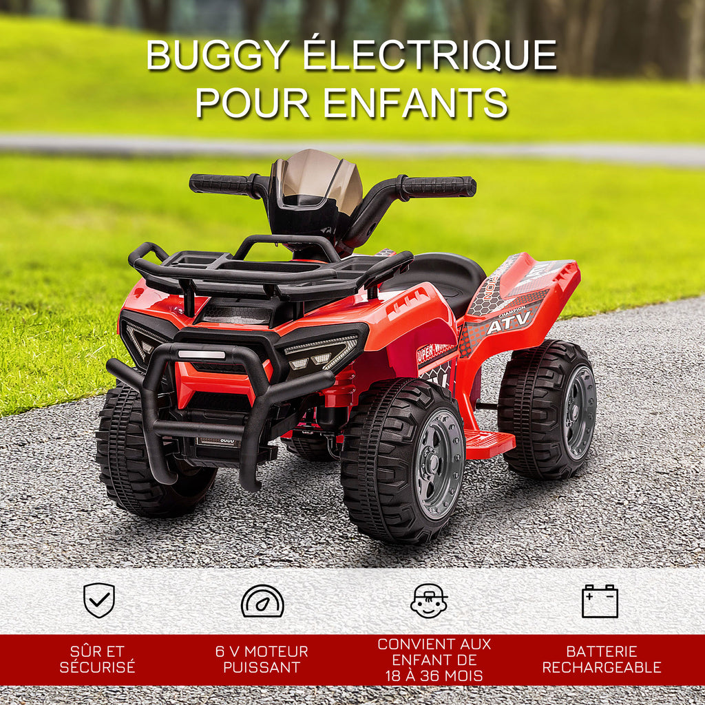 Quad buggy voiture électrique enfant quad électrique 18-36 mois 6 V 2 Km/h max. rouge-3