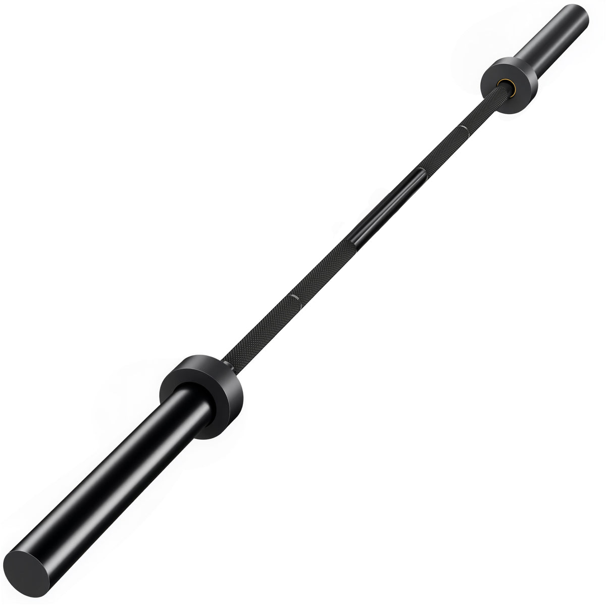 Barre Olympique de 50 mm en Acier Finition Mate avec Prise Moletée et Manchons Longs, Charge 200 kg, Ø5 x 180 cm, Noir-0