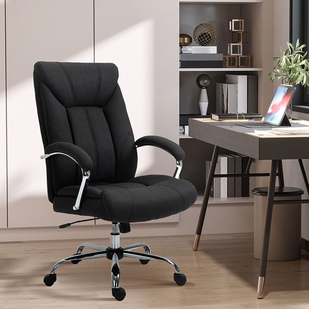 Fauteuil de bureau, chaise de bureau ergonomique, hauteur réglable, dossier haut, fonction de bascule, 65x78x118cm, noir-9