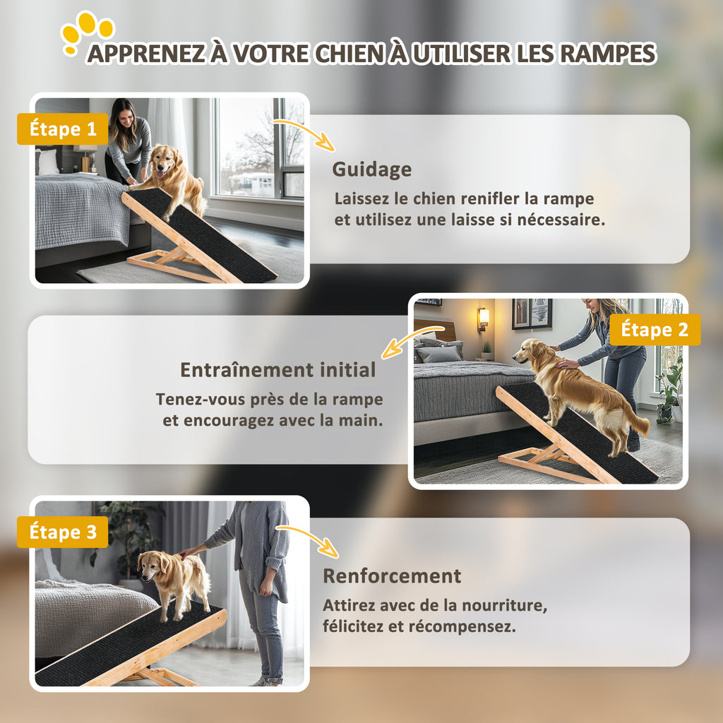 Rampe pour chien de grande taille pliable, escalier pour chien canapé avec hauteur ajustable 26-61 cm, noir-7