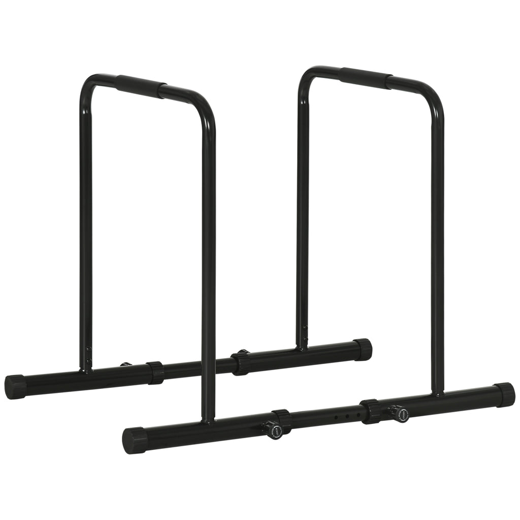 Dips Barre Parallèle Station de Musculation en Acier, Hauteur et Espacement Réglables, 90-102x65x80-90cm, Noir-0