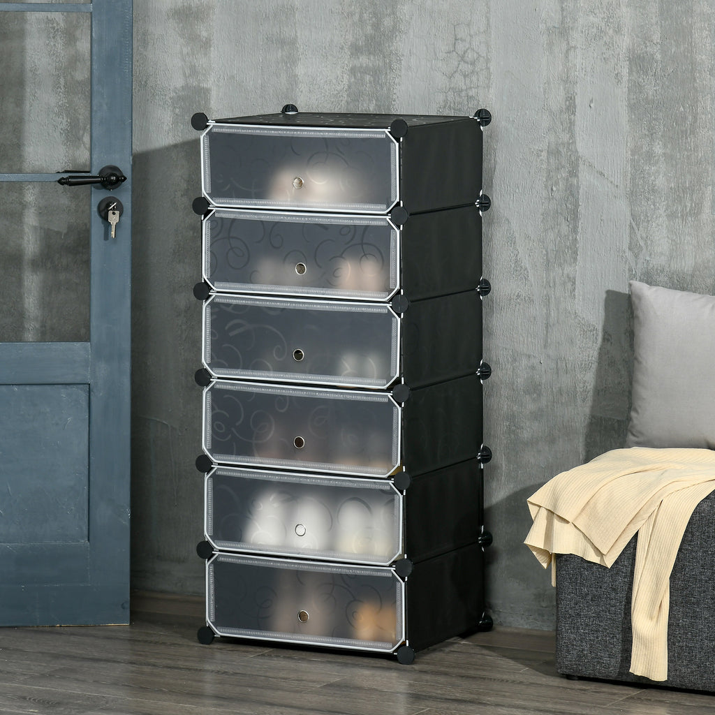 Meuble de rangement à chaussures modulable 6 cubes rectangulaires empilables - noir-9