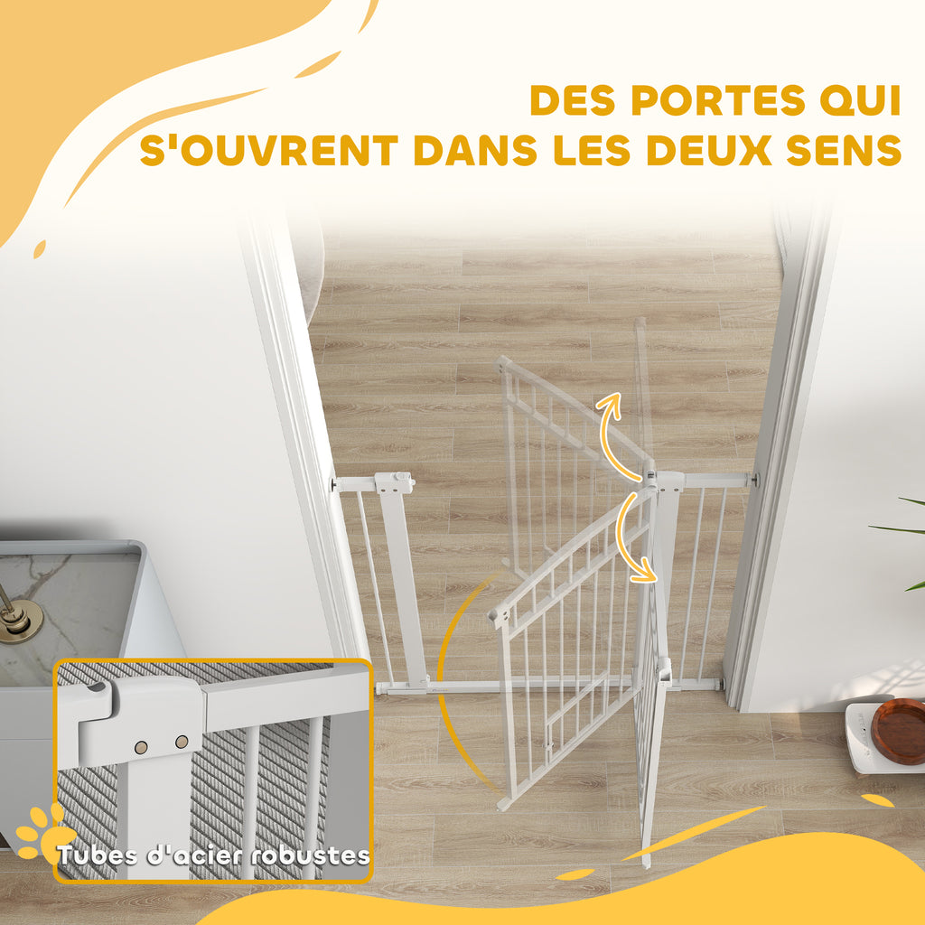 Barrière de sécurité chien système de double verrouillage montage par pression ou perçage largeur 76-104 cm blanc-7