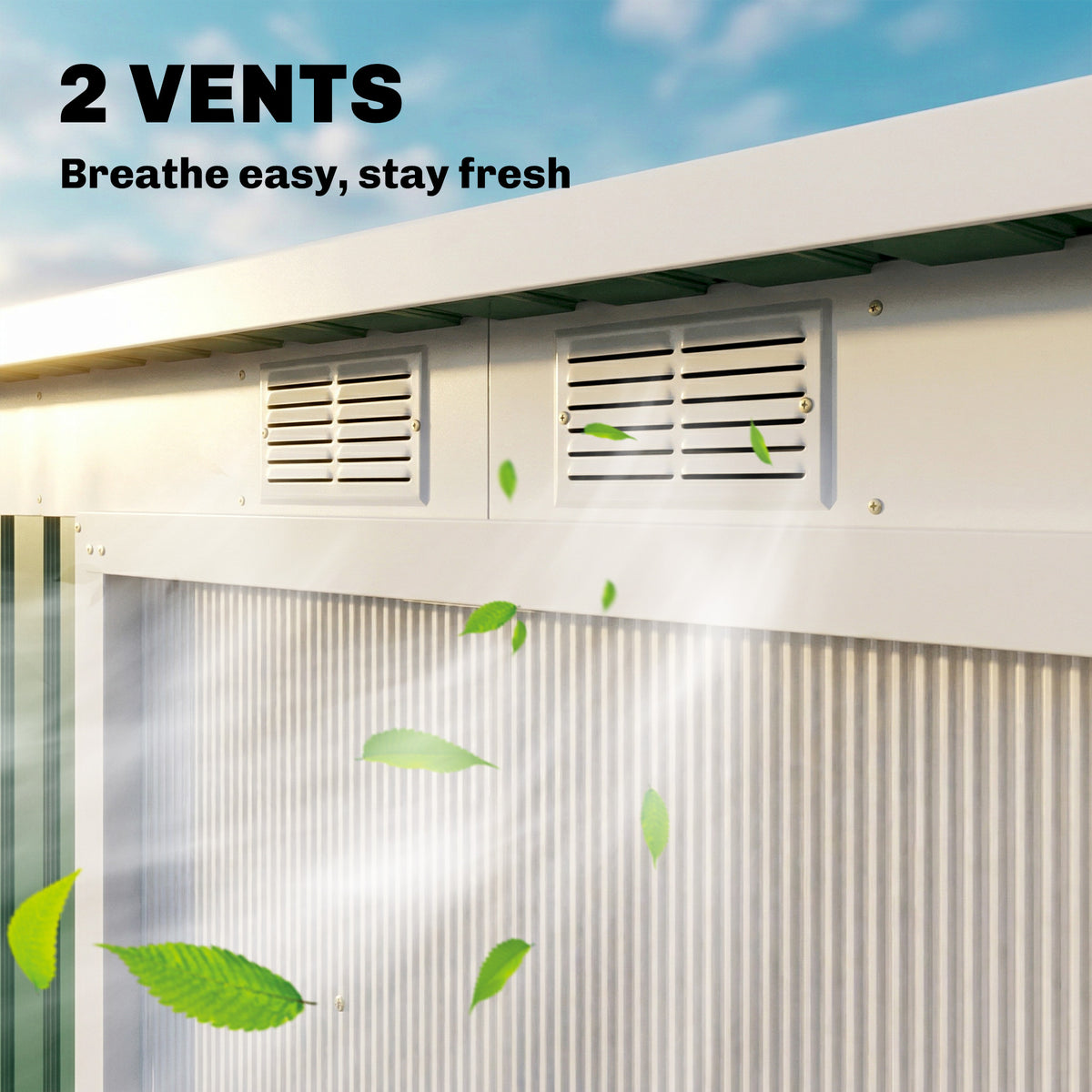 Abri de jardin 3,6 m² 280 x 130 x 172 cm kit de fondation porte coulissante ventilations acier galvanisé vert foncé-7