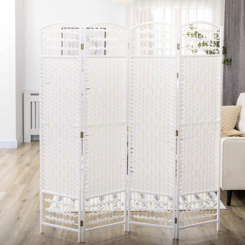 Paravent intérieur en bois séparateur de pièce cloison pliable 4 panneaux 160 x 170 cm blanc-6