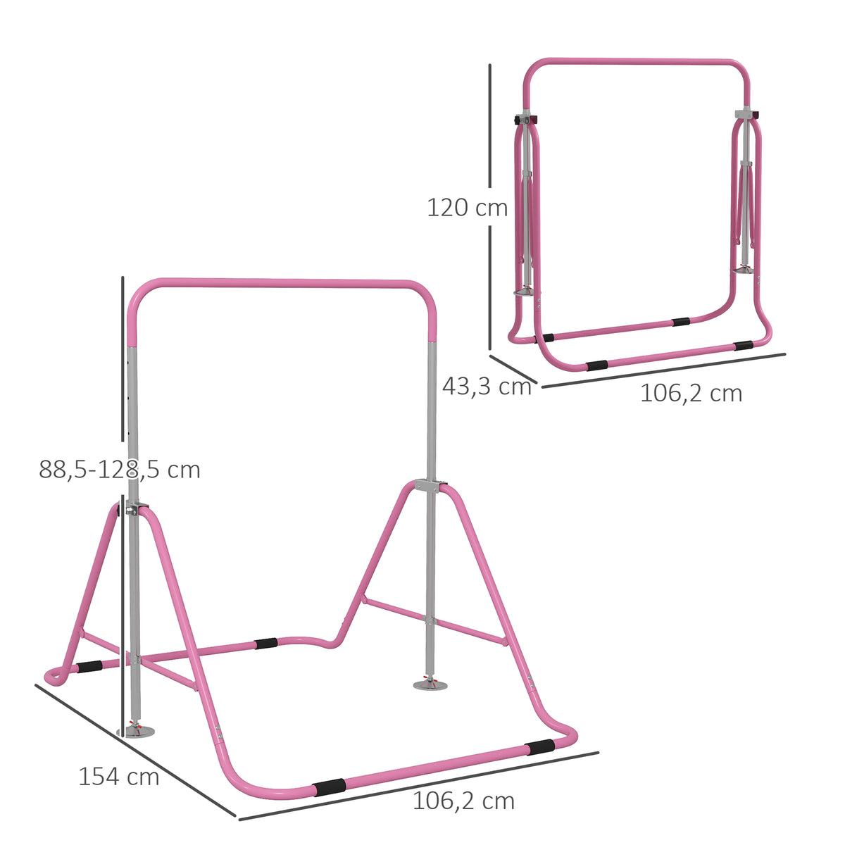 Barre fixe de gymnastique pour enfants pliante hauteur réglable de 88 à 128 cm rose-2