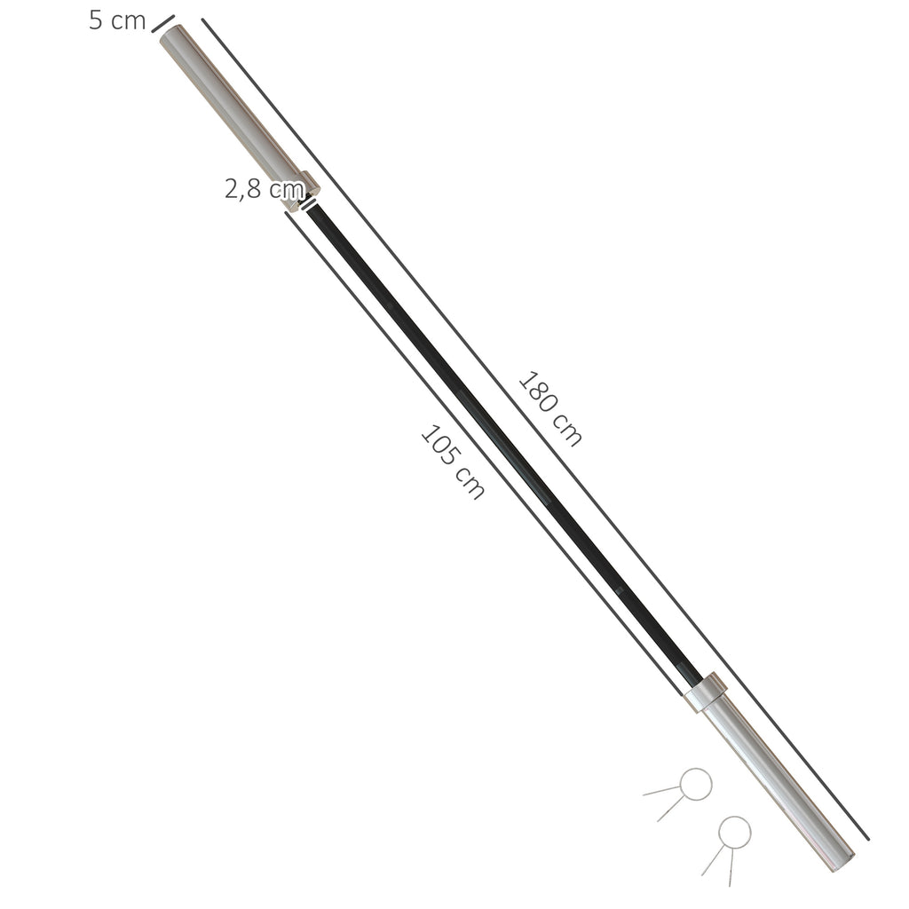 Barre d'haltères en acier 180 cm Ø50 mm avec 2 pinces Charge 200 kg Barre de musculation pour disques Ø5 cm Fitness-2