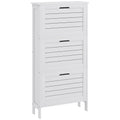 Meuble à Chaussures 6 Paires, Armoire à Chaussures Étroite Moderne, 3 Tiroirs Rabattables et Portes Persiennes, Blanc-0