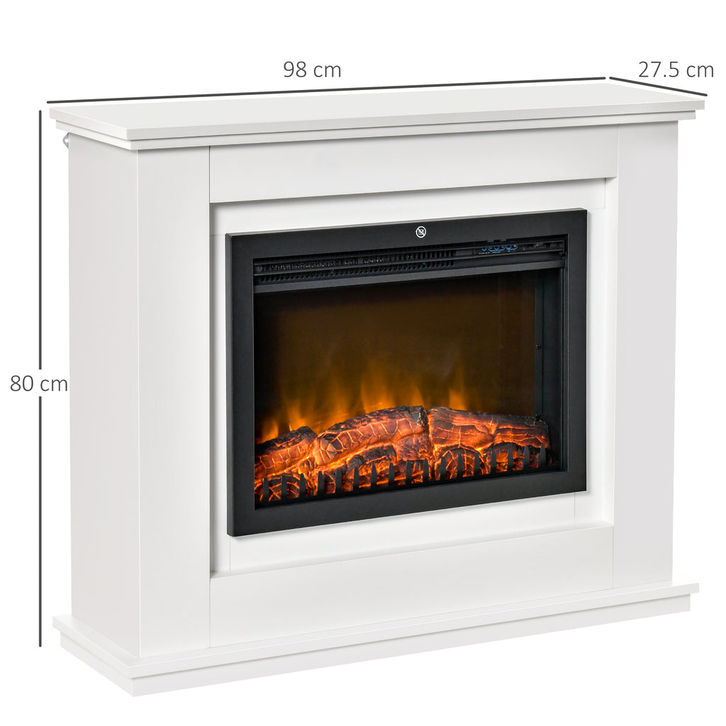 Cheminée électrique Grande Taille 2000 W Effet Flammes LED minuterie température luminosité réglables télécommande fournie Blanc-2