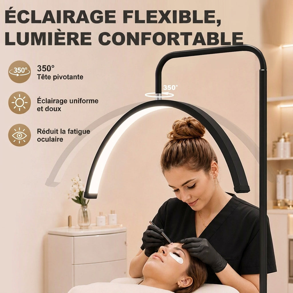 Lampadaire LED demi-lune rotative 350°, lampadaire sur pied salon dimmable 36 W, 7 températures de couleur, noir-3