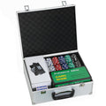 Mallette de Poker Coffret de Poker Complet 300 Jetons, Cartes à Jouer, Dés, Dealer, Tapis, Clés, Boîtier en ABS, Argent-0