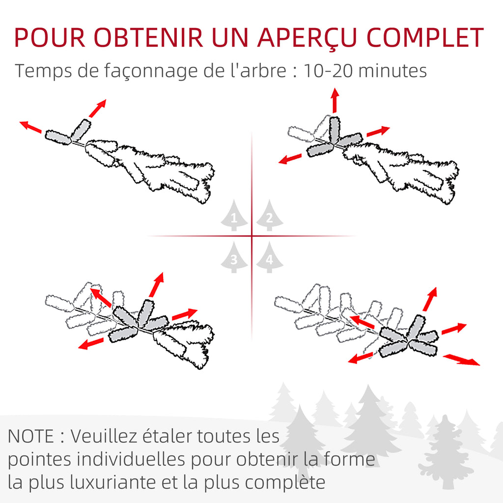 Arbre de Noël artificiel avec support en acier 253 branches enneigées socle pliable hauteur 135 cm vert-5