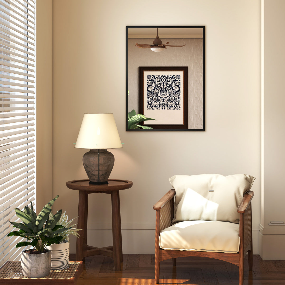 Miroir mural rectangulaire 76 x 101 cm, cadre en bois noir, idéal pour la salle de bain, salon ou chambre-8