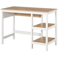 Bureau Informatique multimédia dim. 110L x 48l x 76H cm 2 étagères latérales MDF E1 chêne Clair Blanc-0