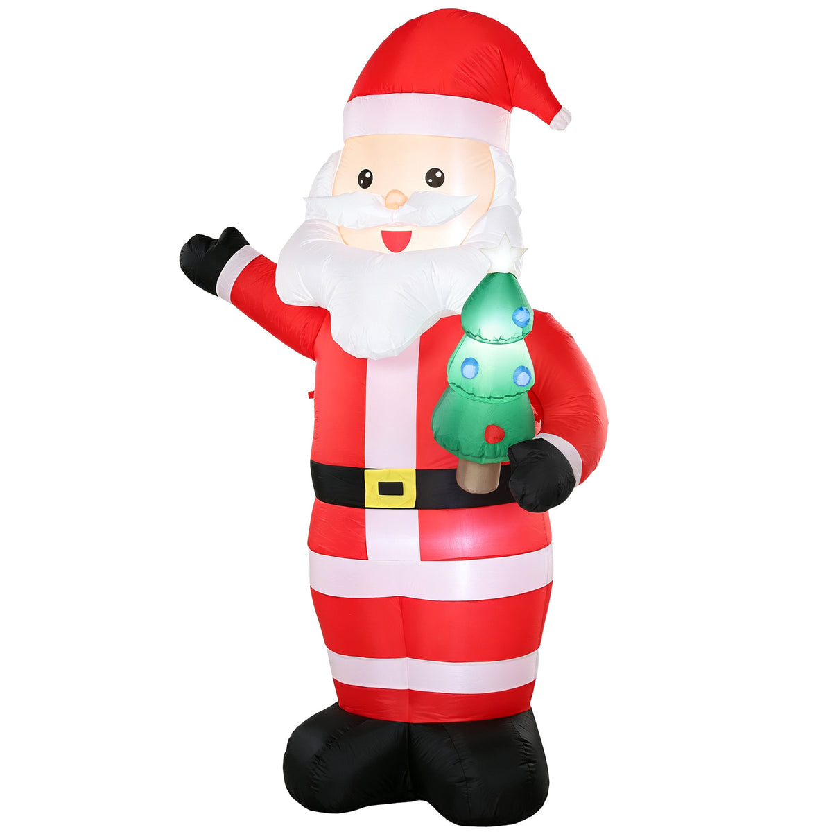 Père Noël Gonflable de 243 cm avec Lumières LED, Matériel Fixation et Souffleur, Intérieur et Extérieur, Rouge-0