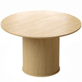 Table à manger ronde pour 4-6 personnes, Ø 120 x 75 cm, table de cuisine avec base cylindrique cannelée, bois naturel-0