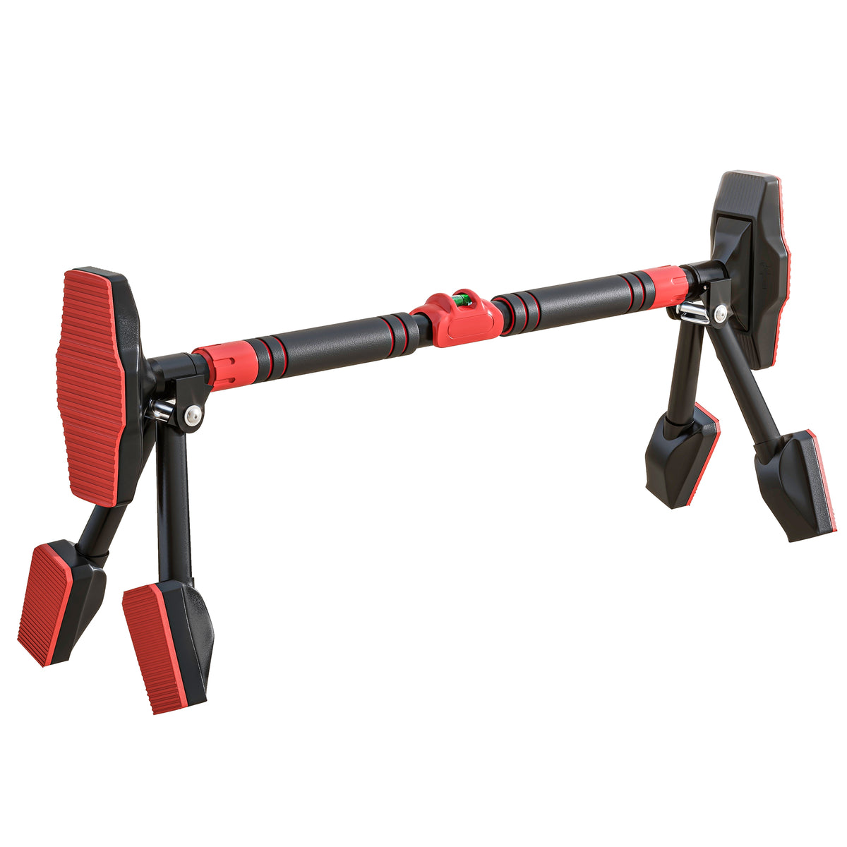 Barre de traction réglable de 78 à 120 cm, barre de porte niveau intégré, structure triangulaire, jusqu'à 225 kg, noir-0