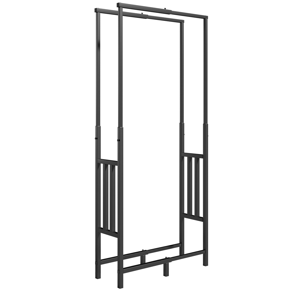Range Bûches en Acier, Largeur & Hauteur Réglables, Étagère pour Bois de Cheminée, Charge 100 kg, 75,5x25x170cm, Noir-0