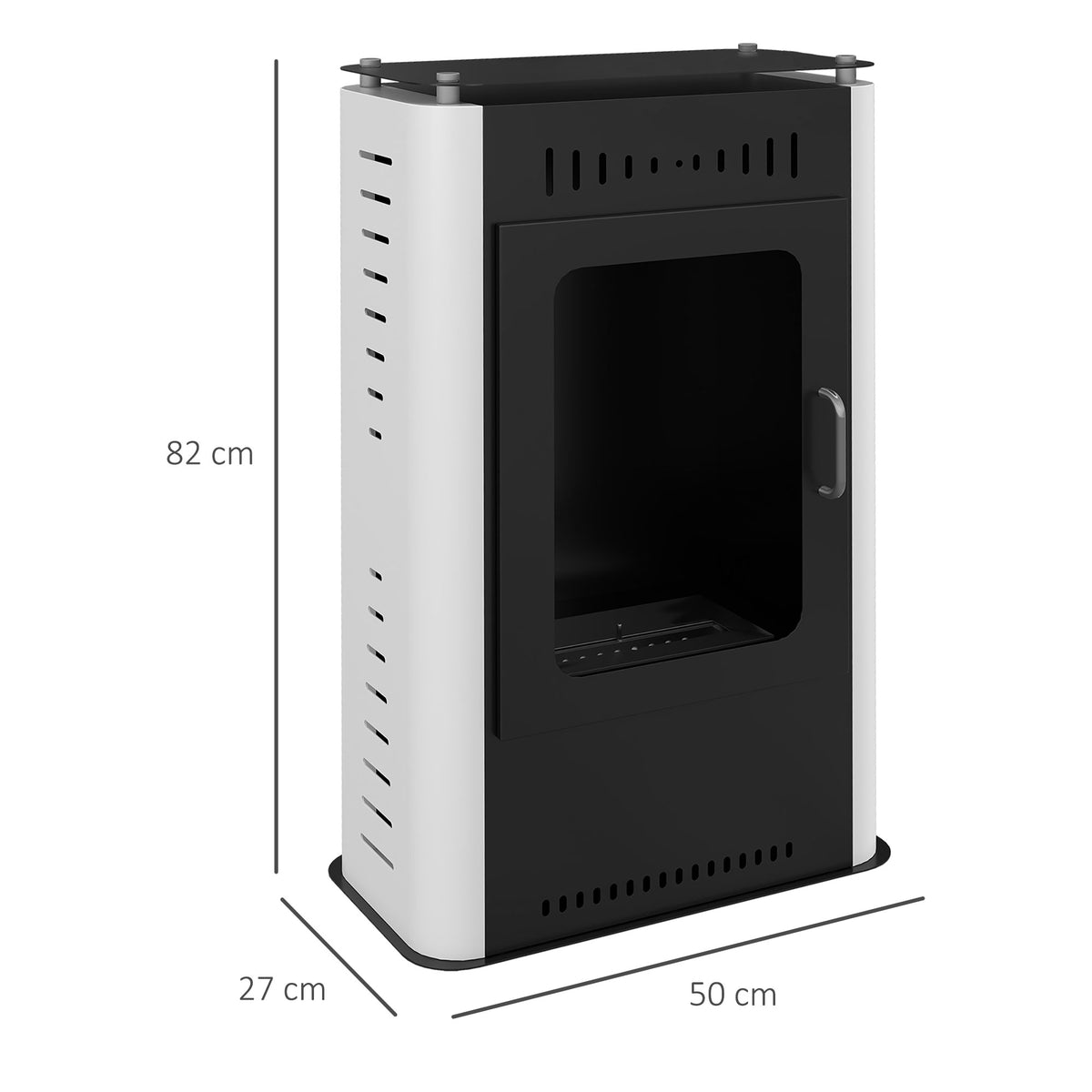 Cheminée poêle à éthanol avec réservoir 1,2L 3h de durée de combustion couverture 20 à 25 m² 50 x 27 x 82 cm noir-2