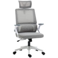 Fauteuil de bureau réglable tissu maille polyester dossier ergonomique inclinable pivotant Gris-0