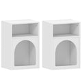 Lot de 2 tables de chevet, table de nuit avec compartiments ouverts, design arqué, 40 x 30 x 60 cm, blanc-0