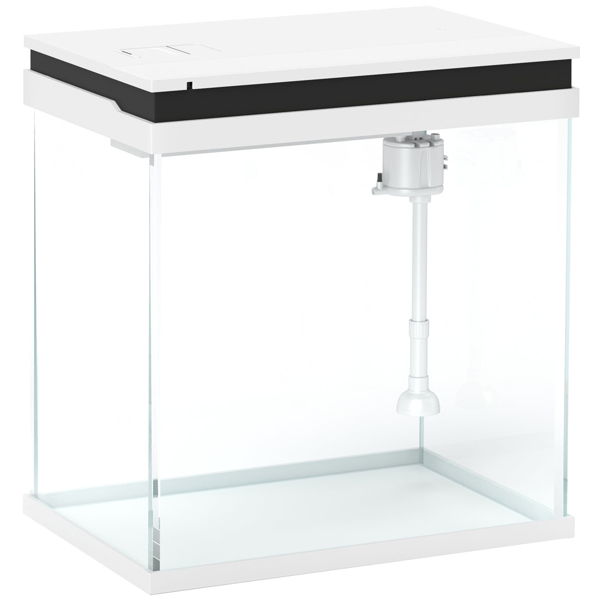 Petit aquarium complet 14L aquarium en verre avec système de filtration éclairage LED pompe à eau 30 x 20 x 33 cm blanc-0