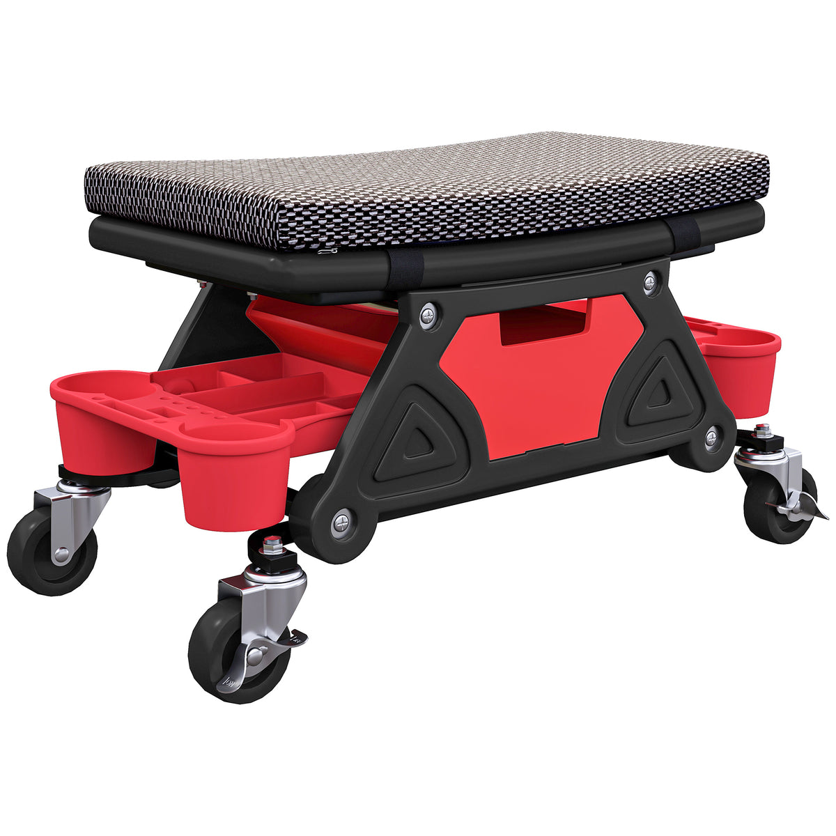 Tabouret d'atelier mobile 135 kg, tabouret de mécanicien avec roulettes rotatif à 360°, 64,5 x 33 x 35 cm, noir-0