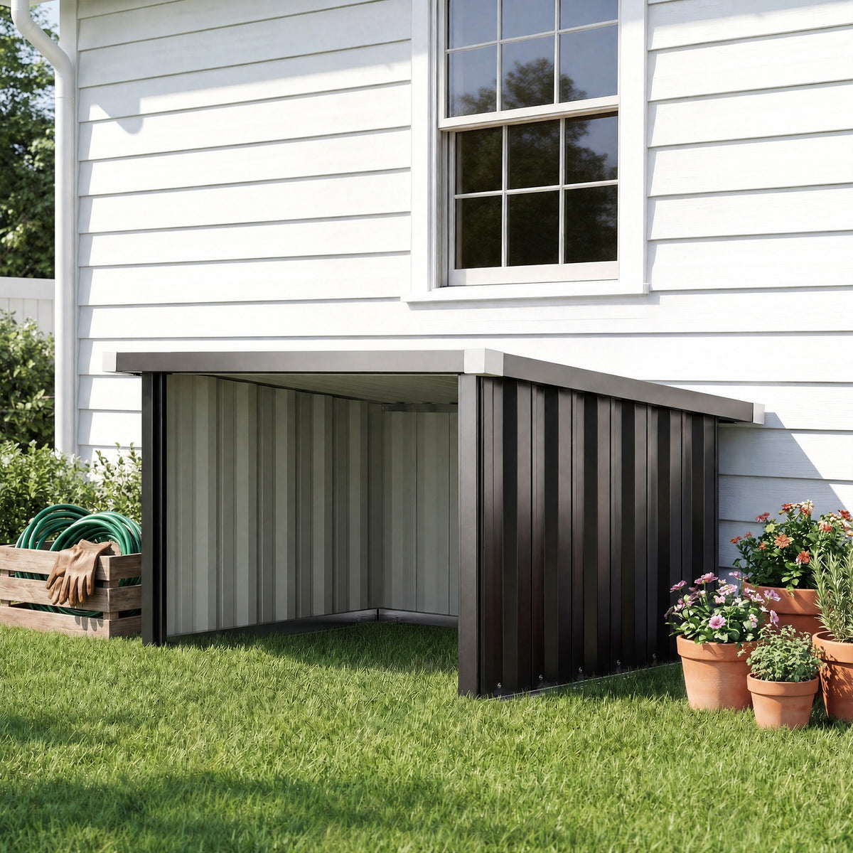 Abri Robot Tondeuse Garage pour Robot Tondeuse avec Toit incliné en acier galvanisé, 108 x 86 x 62,5 cm, gris foncé-1