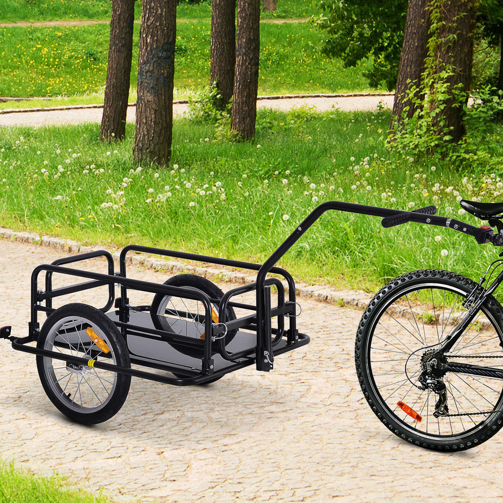 Remorque vélo remorque de transport pour vélo 70 L 155L x 71,5l x 77H cm poignée barre d'attelage universelle pliable acier Charge max. 40 Kg noir-9