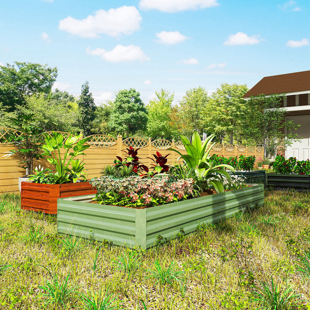 Carré Potager de Jardin Rectangulaire Jardinière Extérieure 241 x 90,5 x 30 cm Tôle d'Acier Ondulée Vert Clair-6
