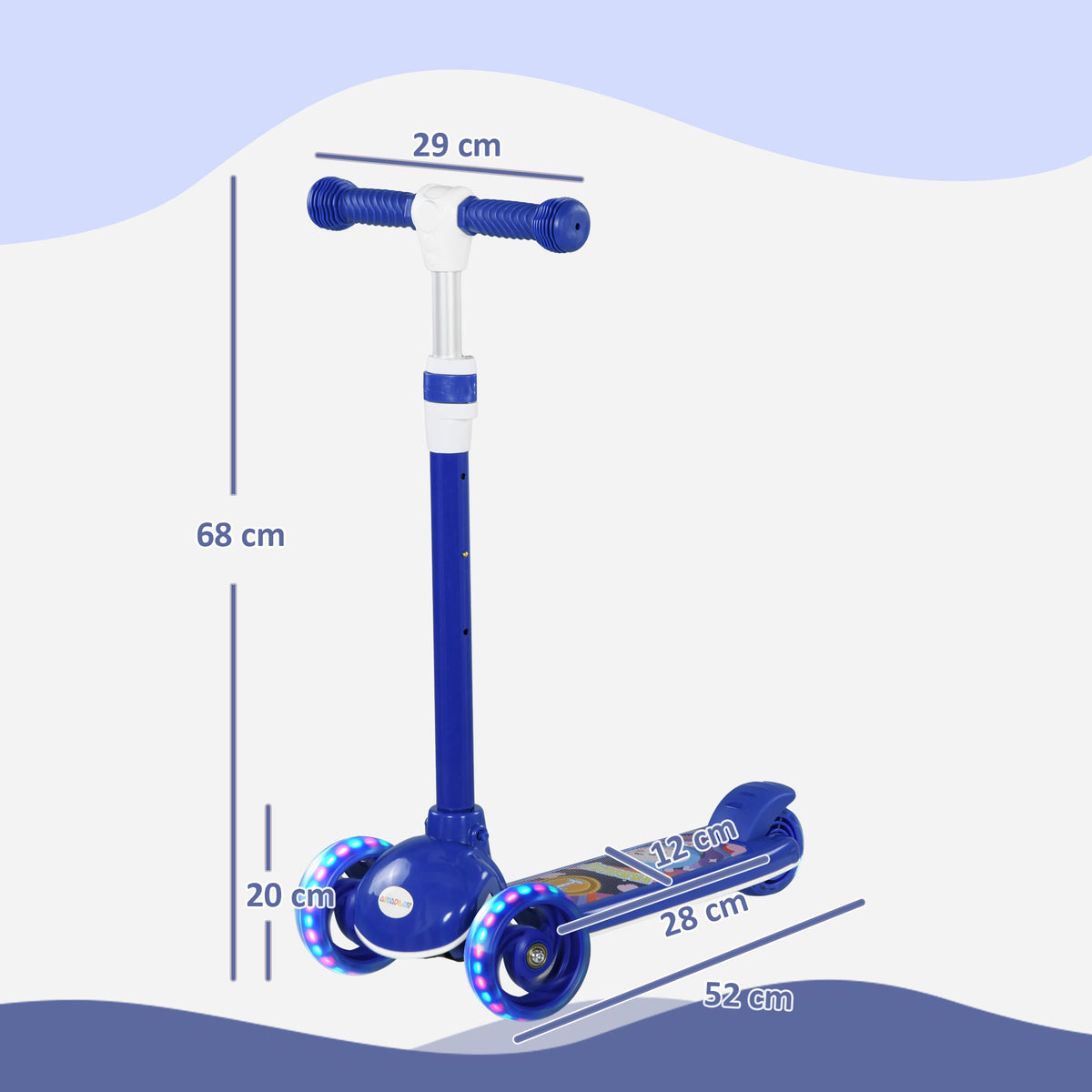 Trottinette enfant 3 Roues Lumineuses LED Hauteur Guidon réglable frein à Friction arrière de 2 à 6 ans Bleu-2
