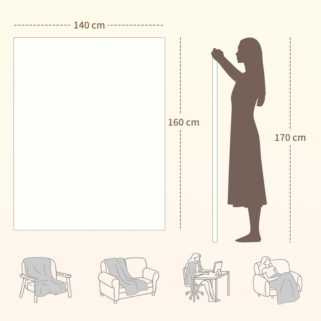 Couverture chauffante, plaid chauffant avec double commande, 5 niveaux de chauffage, minuterie 10H, 160x140cm, blanc-2
