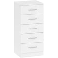Commode 5 tiroirs, meuble de rangement étroit, style moderne, pour chambre à coucher, salon, couloir, 40x35x85cm, blanc-0