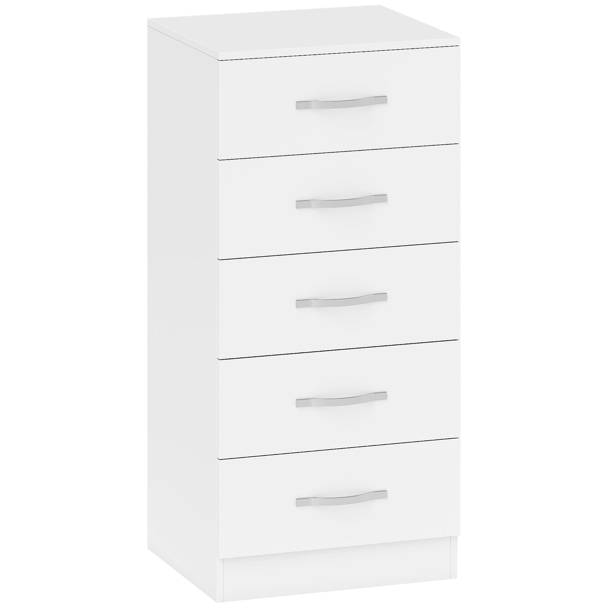 Commode 5 tiroirs, meuble de rangement étroit, style moderne, pour chambre à coucher, salon, couloir, 40x35x85cm, blanc-0