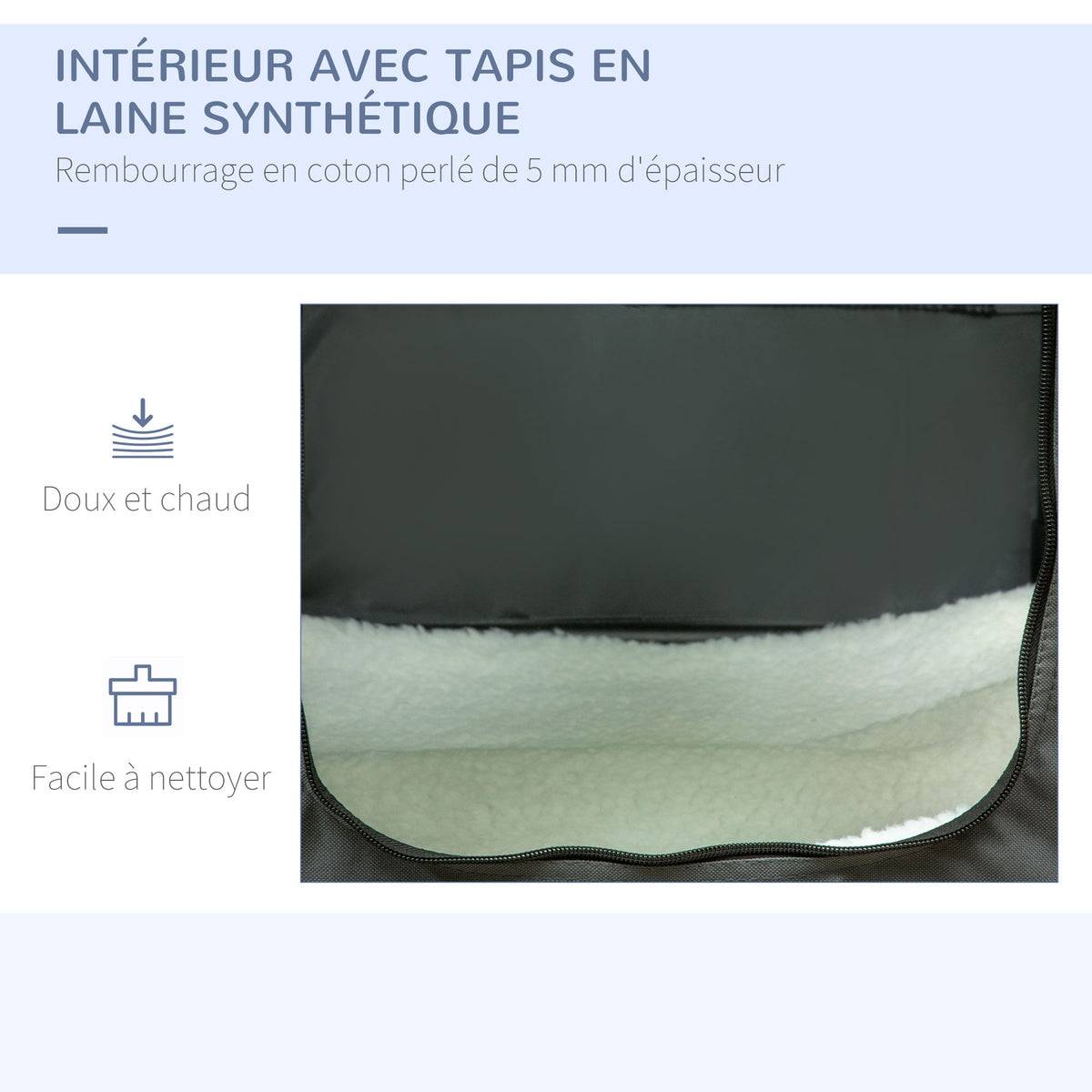Sac de transport pliable pour animaux de compagnie avec poignée tissu en maille 60 x 42 x 42 cm gris noir-4