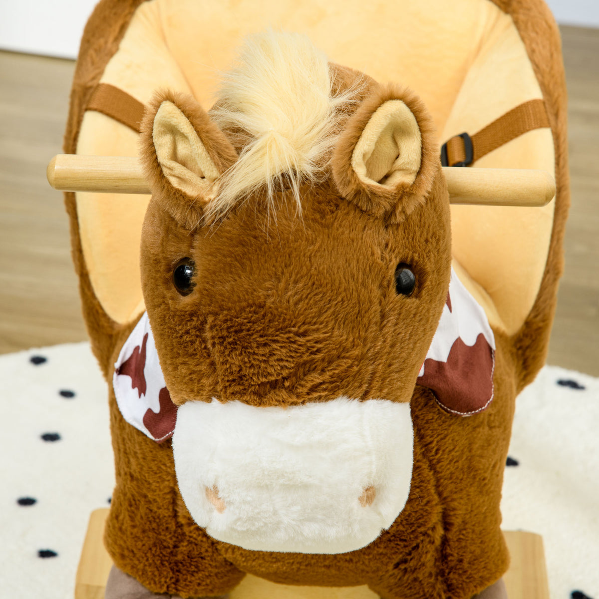 Cheval à bascule jouet à bascule fauteuil intégré ceinture de sécurité fonction sonore hennissement 18-36 mois marron-8