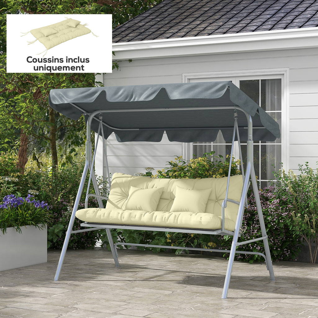 Ensemble de 4 coussins d'extérieur pour balancelle de jardin, 1 coussin d'assise coussins de dossier et 2 oreillers-1