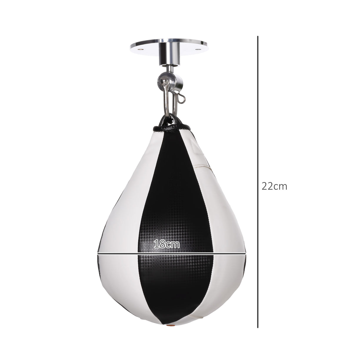 Poire de vitesse boxe sac de frappe adulte avec pivotant rotule 360° pompe montage mural ou plafonnier noir et blanc-2