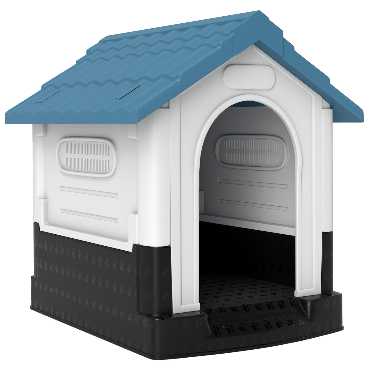 Niche pour chien chenil à l'extérieur pour chiens de petite et moyenne taille 64,5 x 57 x 66 cm blanc et bleu-0